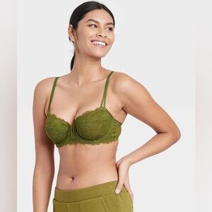Auden Olive Green Lace Balconette Bra